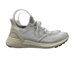 Adidas Ultraboost 20 Running Shoe Womens 6 Triple White Lace Up Sneaker EG0713